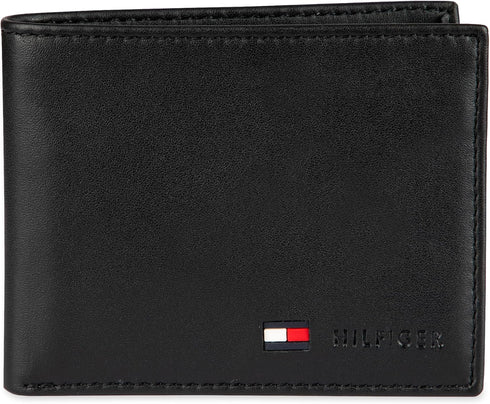 Tommy Hilfiger Men's Leather Wallet - Bifold Trifold Hybrid Flip Pocket Extra Capacity Casual Slim Thin for Travel,Black...